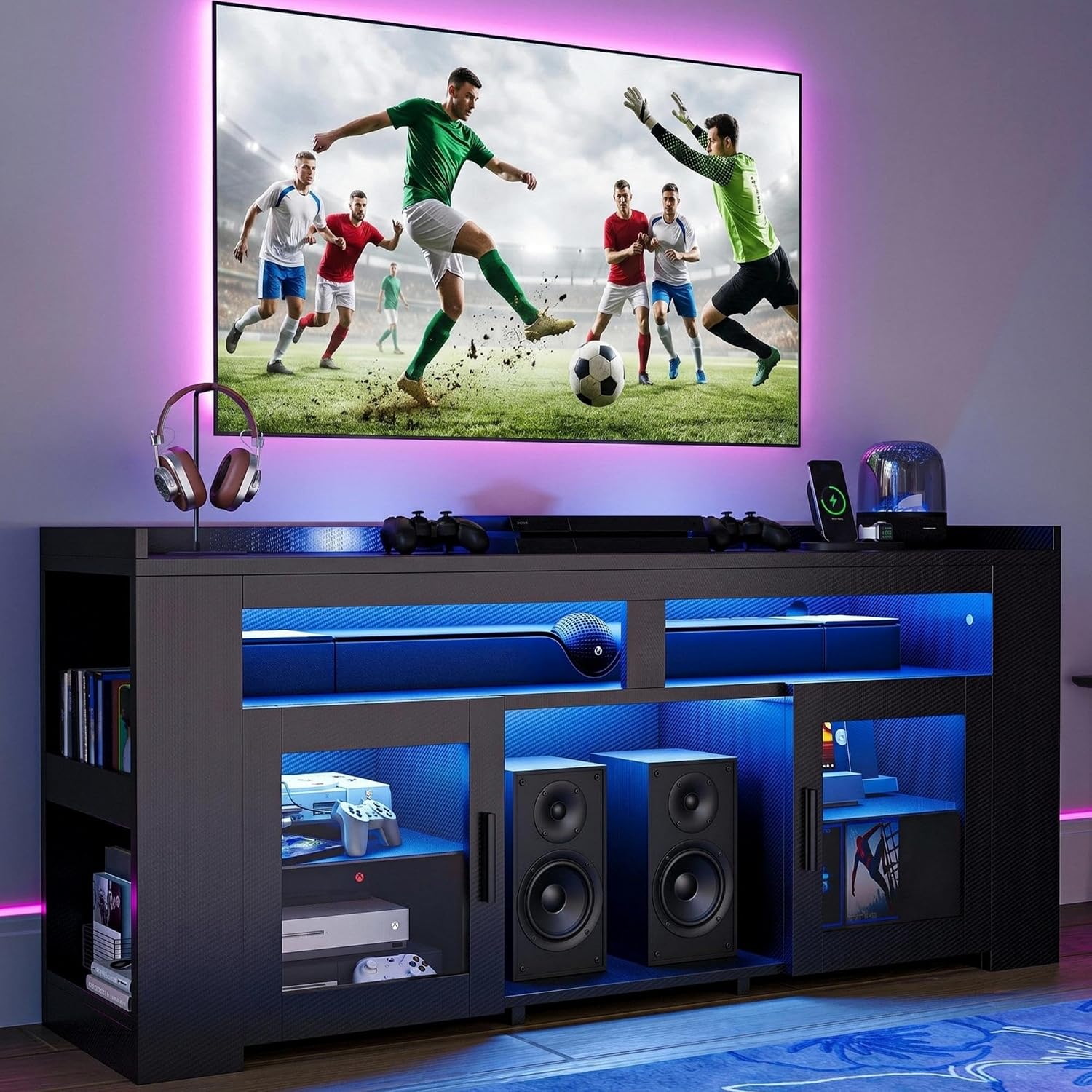 TV Stand with Charging Station - огляд і ціна Gaming Console Room