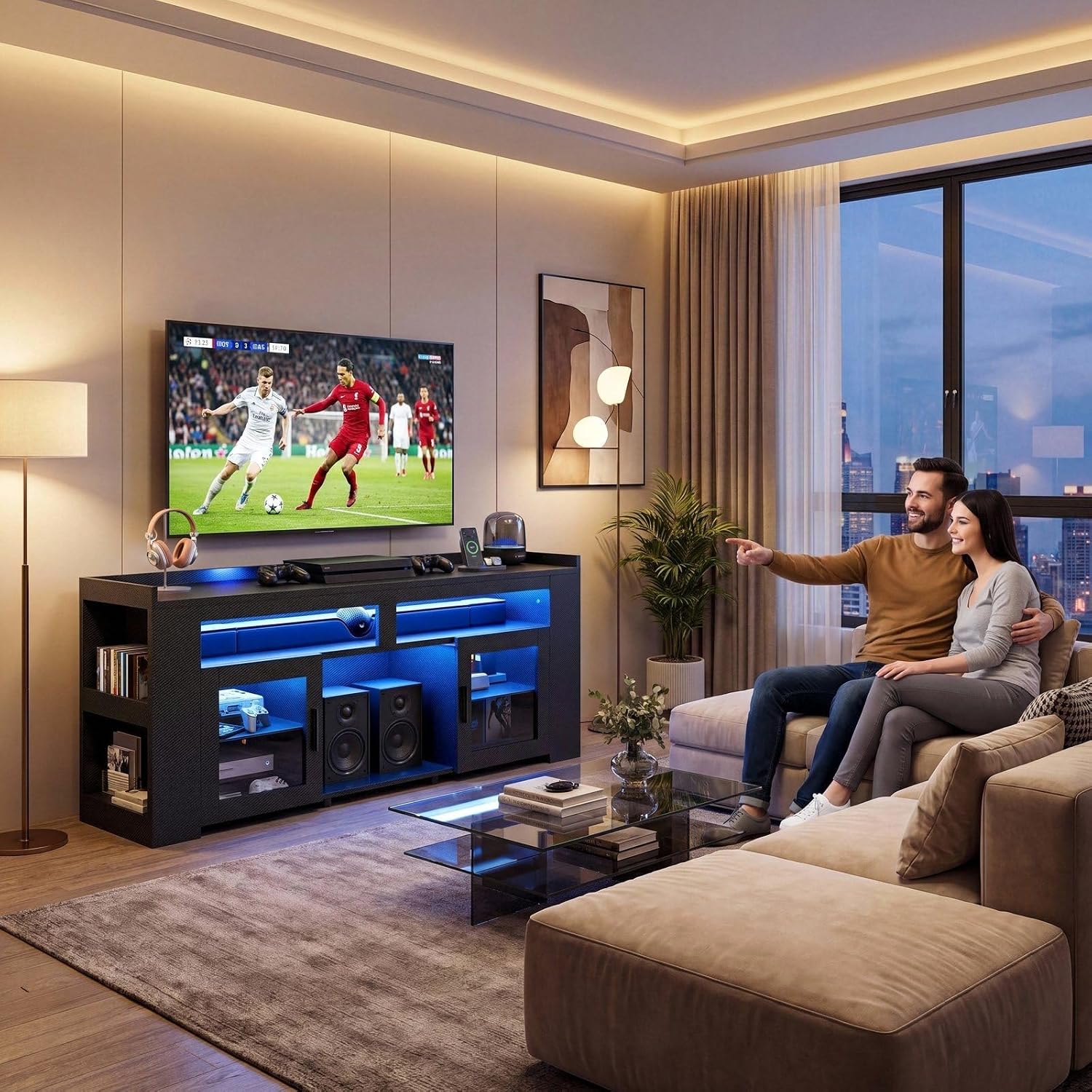 TV Stand with Charging Station - огляд і ціна Gaming Console Room