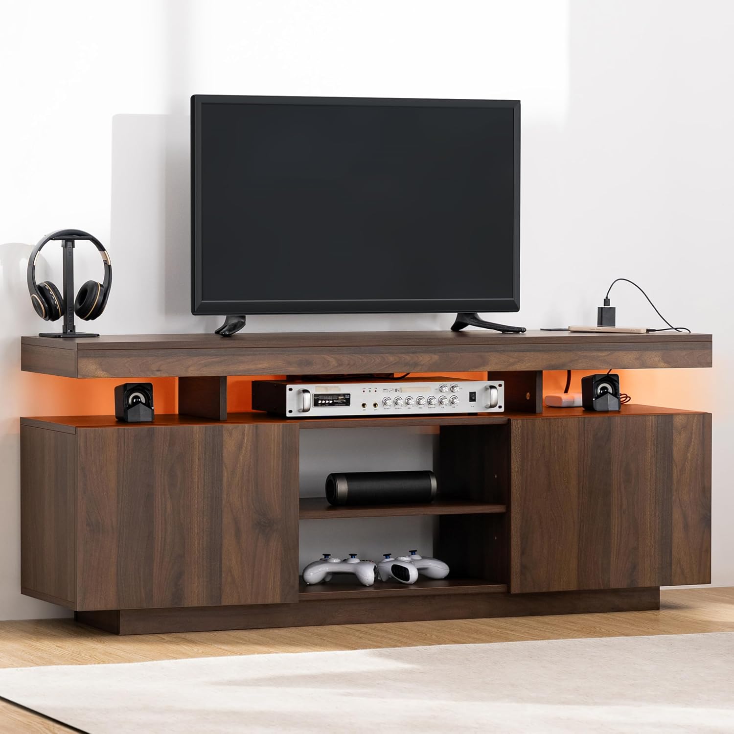 LED TV Stand with Power Outlet - огляд і ціна Gaming Console Room