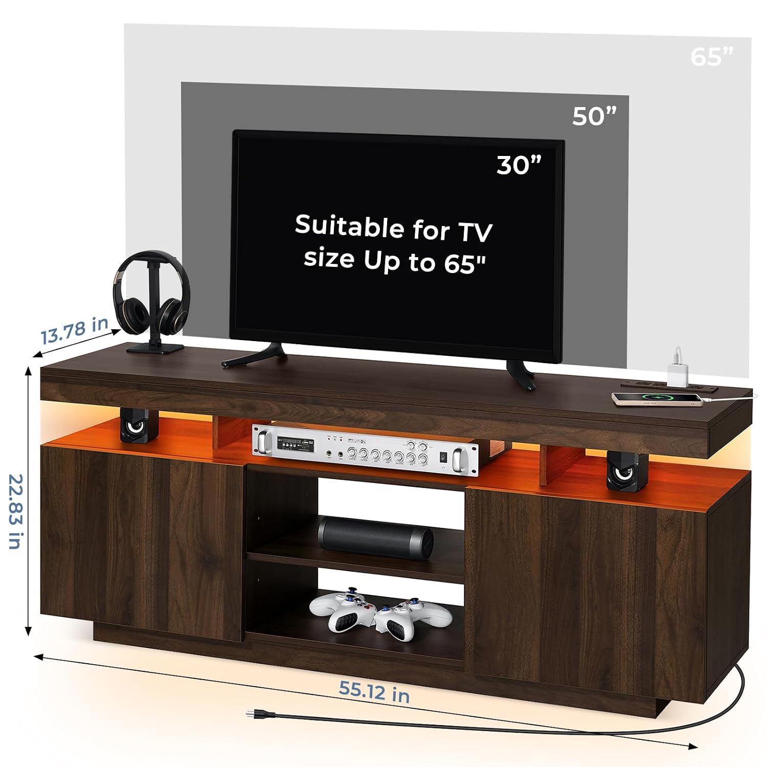 LED TV Stand with Power Outlet - огляд і ціна Gaming Console Room