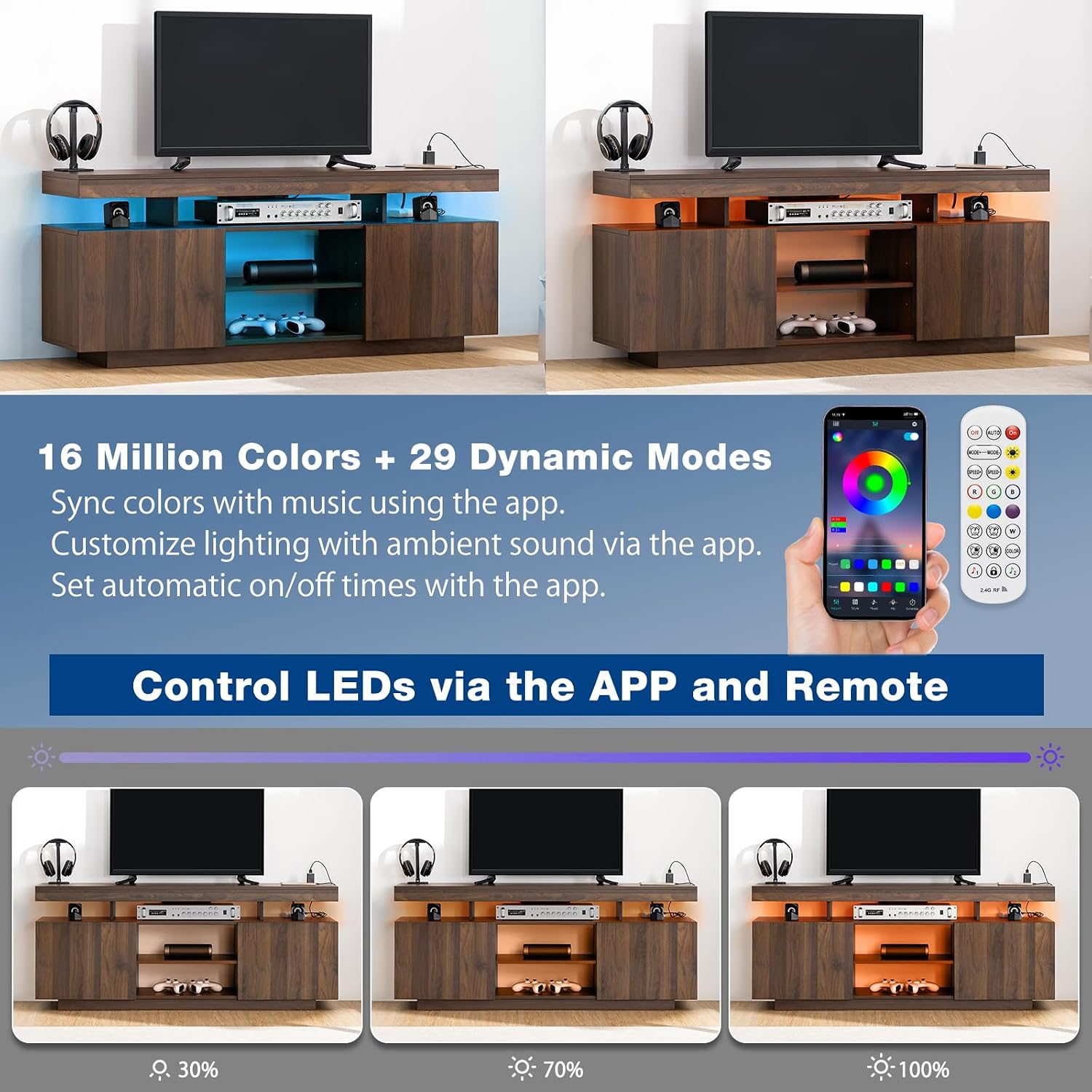 LED TV Stand with Power Outlet - огляд і ціна Gaming Console Room
